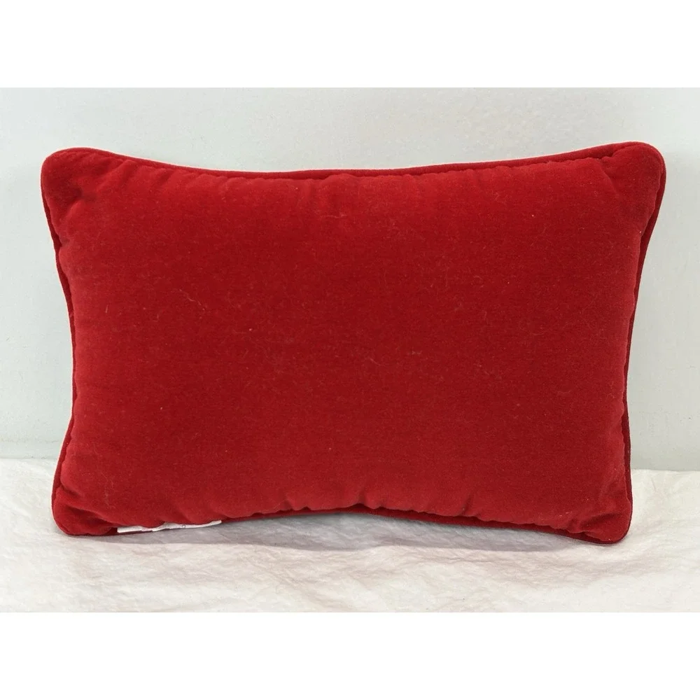 Small Needlepoint Pillow 'your Friendship Is A Gift' Red Velvet Back Vtg Look